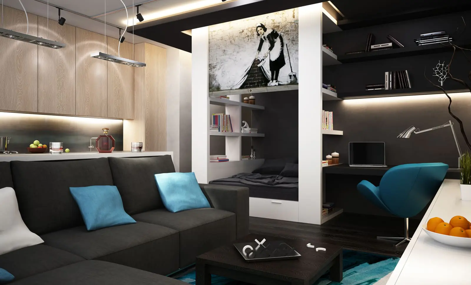 A work-ready Crays lounge and living space