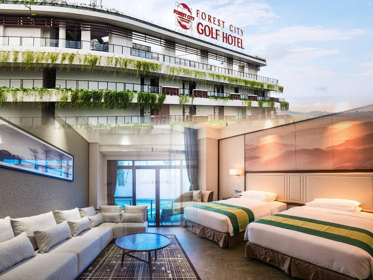 Forest City Golf Hotel exterior, room and dining setting