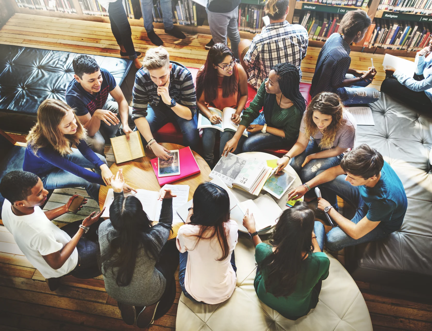 People gathering around a shared table