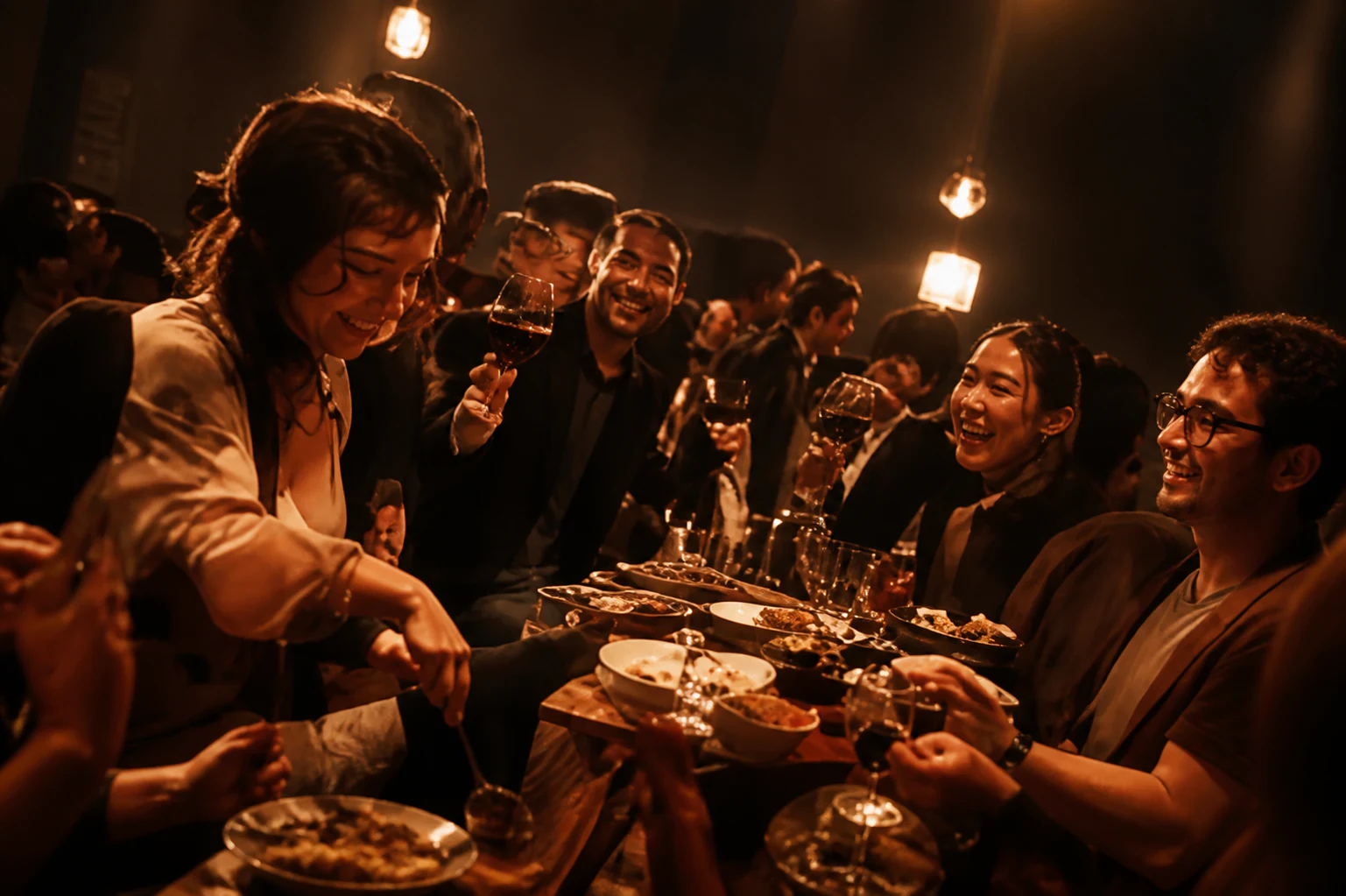 People working around a shared table