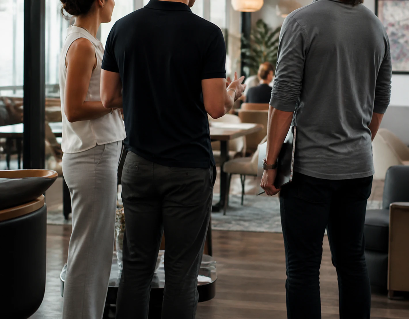 A social gathering in a hospitality setting