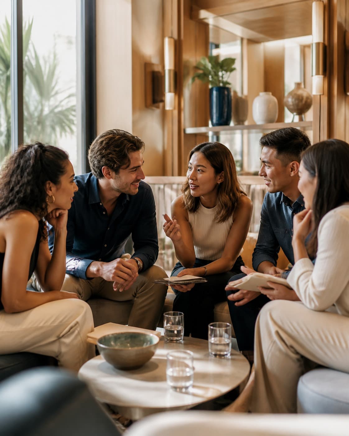 Members connecting in a bright CRAYS club lounge