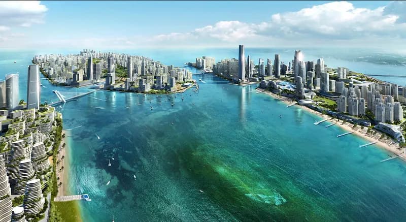 Forest City waterfront seen from above