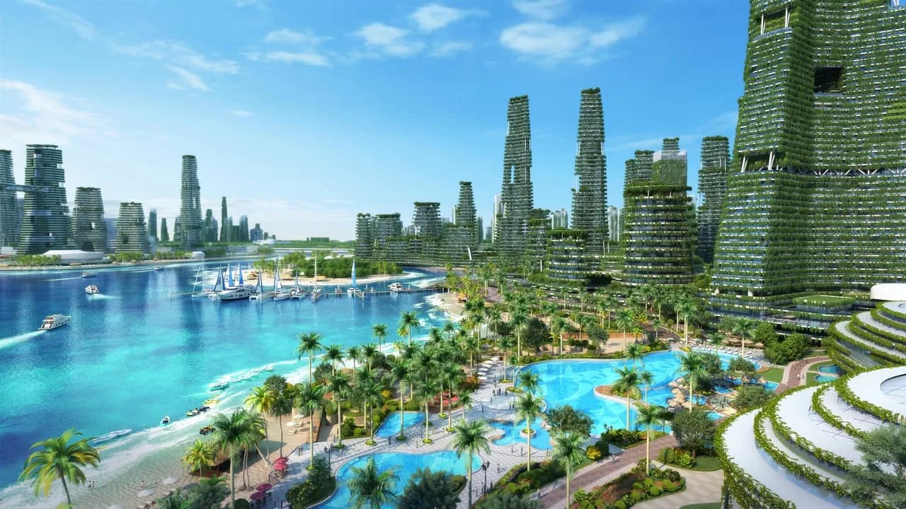 Forest City marina and pool landscape