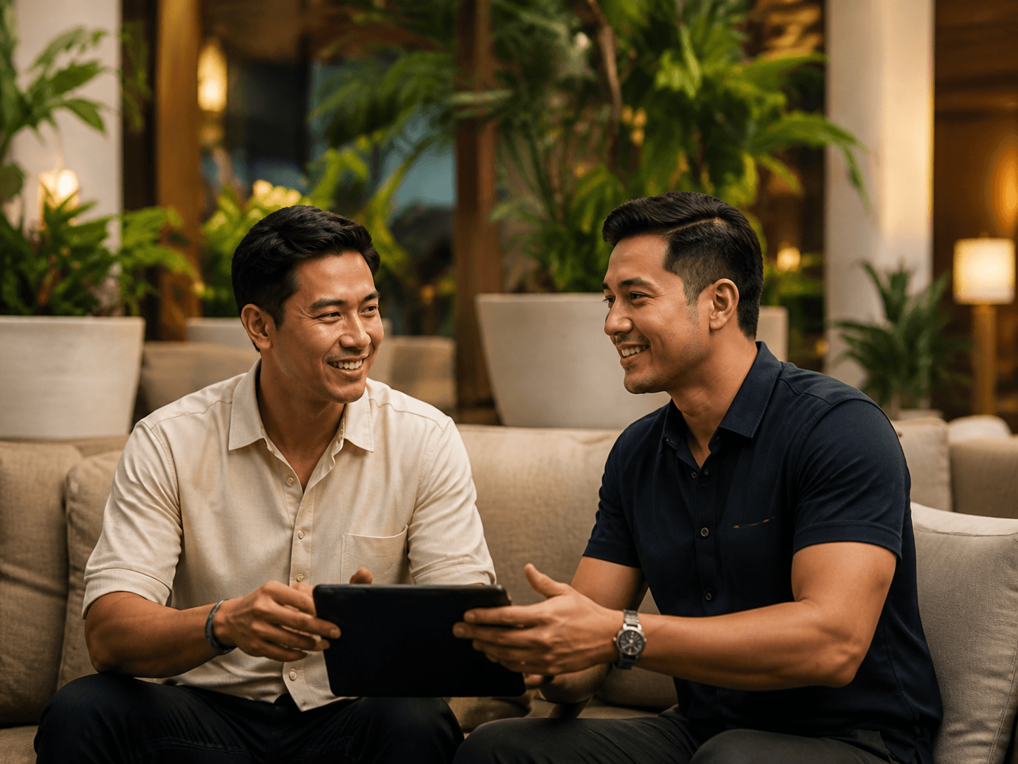 Two CRAYS hospitality partners review a guest experience together