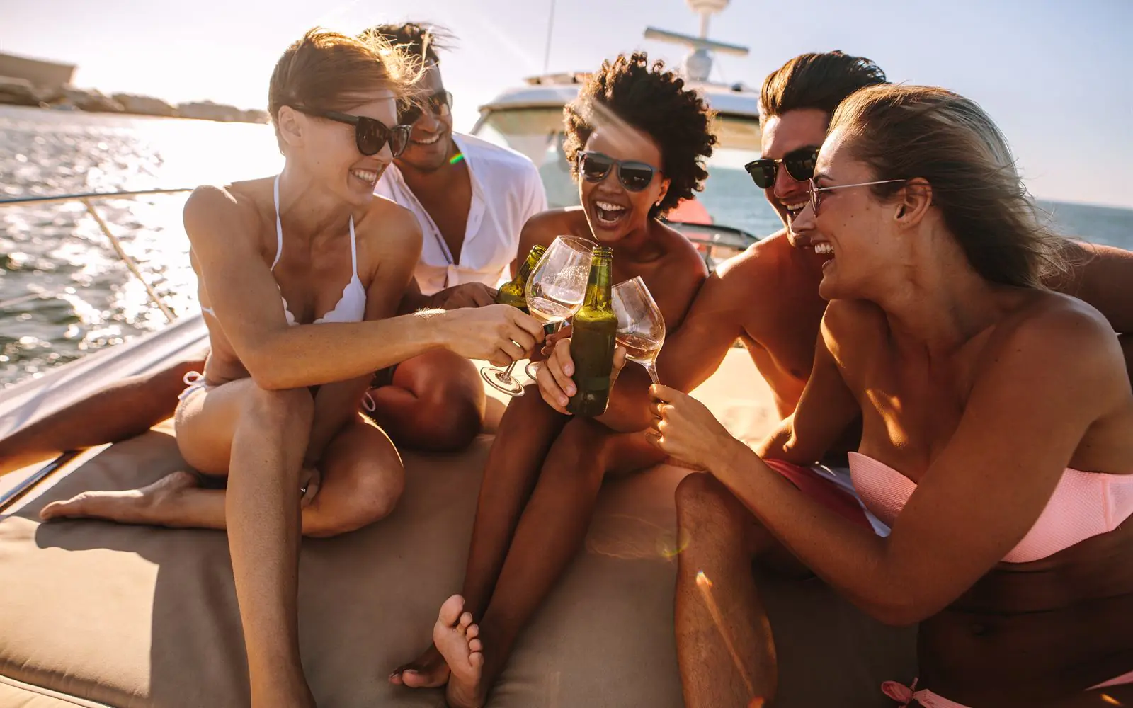 Crays guests sharing a private yacht lifestyle moment