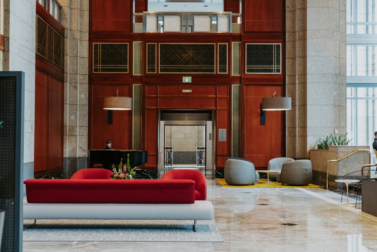 Character hotel lobby with heritage and design potential